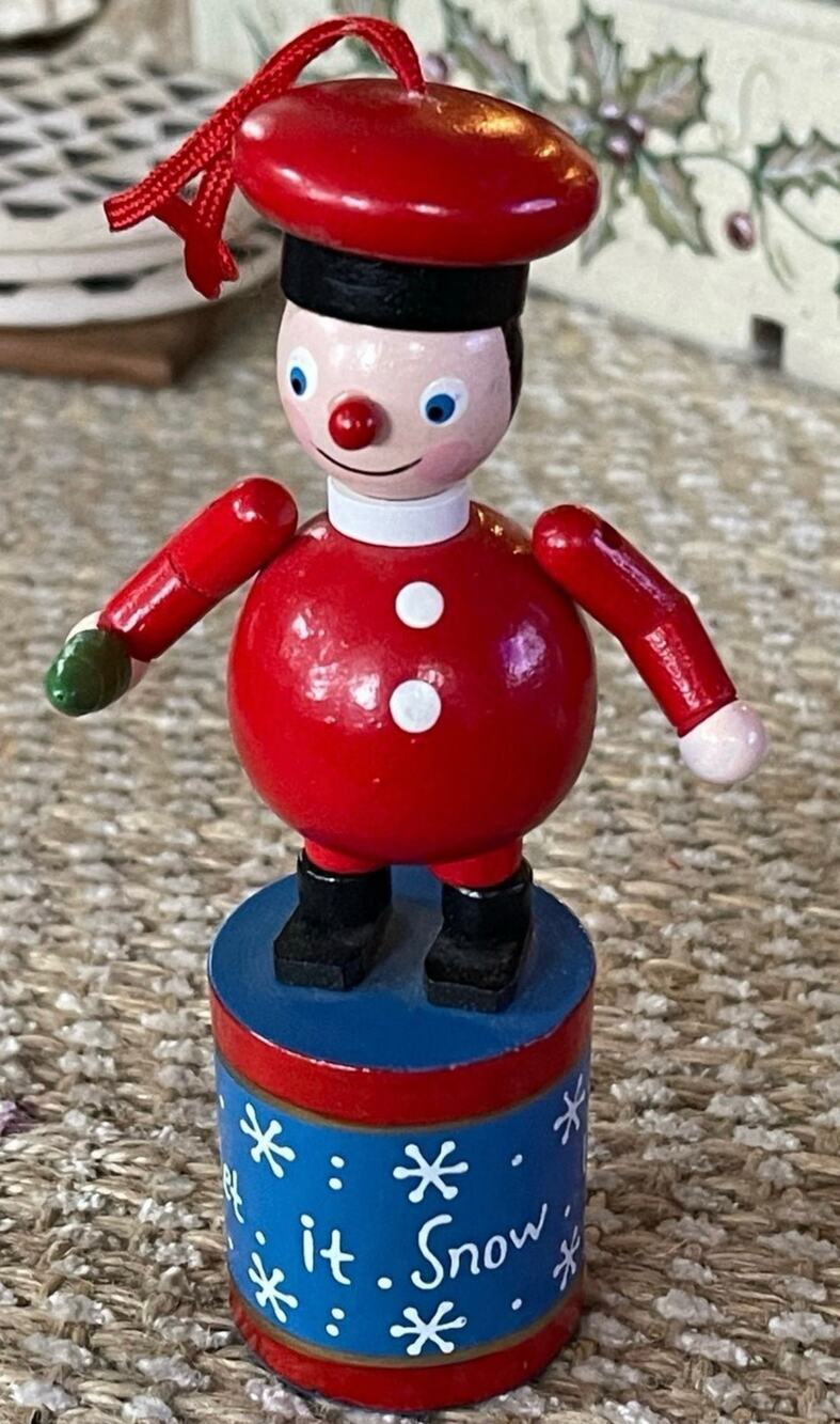 Wood finger puppet Let it Snow Christmas ornament